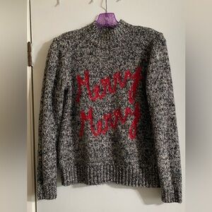 LOFT Black and Red Cowl Neck Sweater